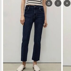 MANGO Sienna Jeans Crop Flare Dark Wash Size 8 High‎ Rise Stretch